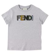 Fendi T-shirt - GrÃ¥melerad m. Logo