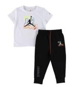 Jordan Sweatpants/T-shirt - Slime Vortex - Svart/Vit m. Tryck