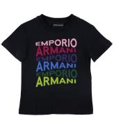 Emporio Armani T-shirt - MarinblÃ¥ m. Tryck/Glitter