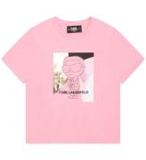 Karl Lagerfeld T-shirt - Rosa TvÃ¤ttad m. Tryck
