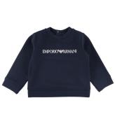 Emporio Armani Sweatshirt - MarinblÃ¥ m. Vit