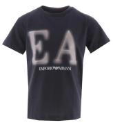 Emporio Armani T-shirt - MarinblÃ¥/Beige m. Tryck