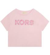 Michael Kors T-shirt - Beskuren - Rosa m. Tryck/Nitar