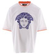 Versace T-shirt - Vit"BlÃ¥ m. Orange
