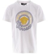 Versace T-shirt - Vit m. MarinblÃ¥/Gul