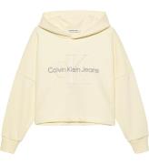 Calvin Klein Hoodie -Cropped - Monogram Logo - Papyrus