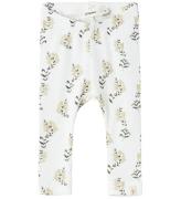 Lil' Atelier Leggings - Rib - NbfGavo - Kokosmjölk/Yellow Flow