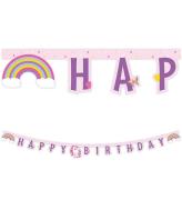 Decorata Party Happy Födelsedag Banner - Unicorn Rainbow Färger