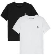 Calvin Klein T-shirt - 2-pack - Monogram - Vit/Svart