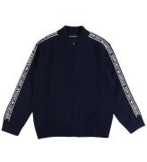 Emporio Armani Cardigan - Akryl/Ull - MarinblÃ¥ m. Logo RÃ¤nder