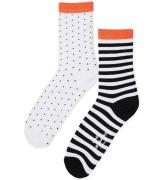 Mads NÃ¸rgaard Strumpor - 2-pack - Ana Mix - Black Stripe/White G