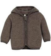 Huttelihut Cardigan - Ullfleece - Brown Melange m. Ã?ron