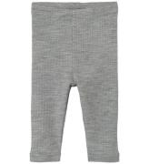 Lil' Atelier Leggings - Ull - NbnFable - Grey Melange