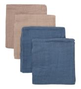 Pippi Muslinfiltar - 4-pack - 65x65 cm - China Blue/Beige