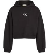 Calvin Klein Hoodie - Logo Boxy Fit - Svart