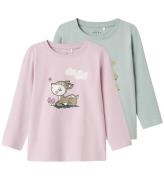 Name It Tröja - 2-pack - NmfVix - Corsage/Grå Mist/Just Be A Sta