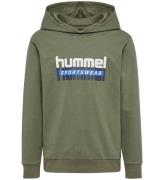 Hummel Hoodie - hmlTukas - Dusty Olive m. Tryck