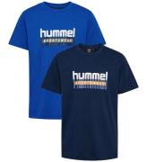 Hummel T-shirts - hmlTukas - 2-pack - Black Iris/Blue Lolite m.