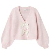 Name It Cardigan - Stickad - NkfFrina - Parfait Pink/Cream Bow