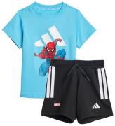 adidas Performance T-shirt/Shorts - Marvel - Ljuscyan/Vit m.