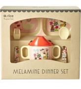 Rice Middagsset - Melamin - 4 st. - Wildlife Tryck - Rosa