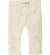 Name It Leggings - Rib - NbfRoyanna - Summer Sand m. Stjärnor