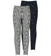 Name It Leggings - 2-pack - NkfVivian - LjustgrÃ¥melerad/Svart m.