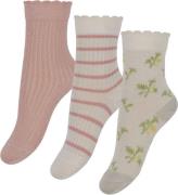 MP Strumpor - 3-pack - Thora - Cream/Rosa m. Glitter