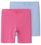 Name It Cykelshorts - 2-pack - Noos - Serenity/W. Carmine Rose