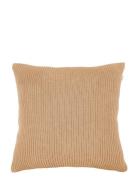 Cushion Knitted Lines Brown Present Time
