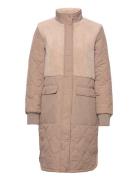 Hollie W Long Quilted Jacket Beige Weather Report