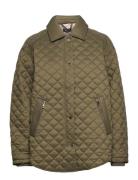 Quilted Jacket With Turn-Down Collar Khaki Esprit Collection