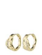 Pia Organic Shape Crystal Hoop Earrings Gold-Plated Gold Pilgrim