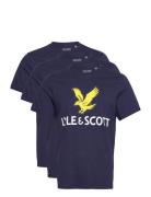 3 Pack Printed T-Shirt Navy Lyle & Scott