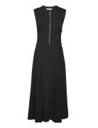 Long Midi Length Zipped Dress Black IVY OAK