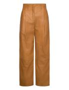 D1. Pleated Leather Pants Brown GANT