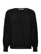 Blouse With Smocked Details, Lenzing™ Ecovero™ Black Esprit Casual