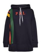 Striped Fleece Logo Hoodie Navy Polo Ralph Lauren