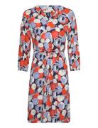 Printed Dress With V-Neck Navy Tom Tailor