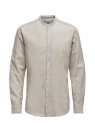 Onscaiden Ls Solid Linen Mao Shirt Noos Grey ONLY & SONS