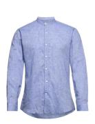 Mandarin Linen Blend Shirt L/S Blue Lindbergh