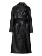 Over Leather-Effect Trench Coat Black Mango