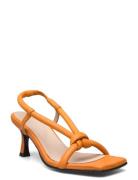 Slfsara Padded Leather High Heel Sandal Orange Selected Femme