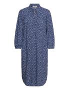 Viscose Midi Dress With All-Over Print Blue Esprit Casual