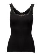 Silk Top W/ Lace Black Rosemunde