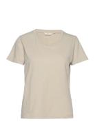 Jada Ss V-Neck Gots Beige Basic Apparel