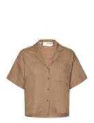 Slfeloisa Ss Cropped Shirt B Brown Selected Femme