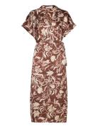 Print Wrap Dress Brown Mango