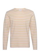 Slhbriac Stripe Ls O-Neck Tee Yellow Selected Homme