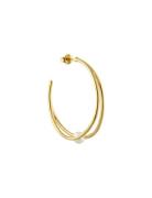 Pearl Drop Double Hoop Gold Plated Gold Design Letters